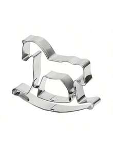 1 pieza/2 piezas Cortador de galletas con forma de caballo, molde de galletas de acero inoxidable con forma de caballo DIY, herramienta de cocina para hornear, cortador de galletas, molde de pastel, molde de galletas divertido para el Año del Caballo 2026 - Plateado - Ver 4
