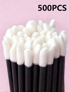 300/200/100支装一次性唇刷，无绒唇部涂抹器，适用于唇膏、唇彩、睫毛膏等彩妆工具 - 黑色 - 查看 18