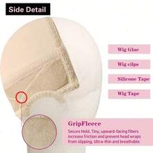1 pieza Gorra de agarre de encaje de 9x6 pulgadas para peluca sin pegamento, gorra de peluca de encaje transparente reutilizable, gorra ajustable con banda de agarre antideslizante para extensiones de cabello, extensiones de cabello humano, toppers de cabello, tejido de cabello de mujeres - Beis - Ver 3