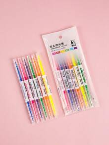 6支荧光荧光笔，双头荧光笔，6色荧光笔，学生彩色笔，荧光标记笔，斜头荧光笔，6支彩色荧光笔 - A - 查看 11