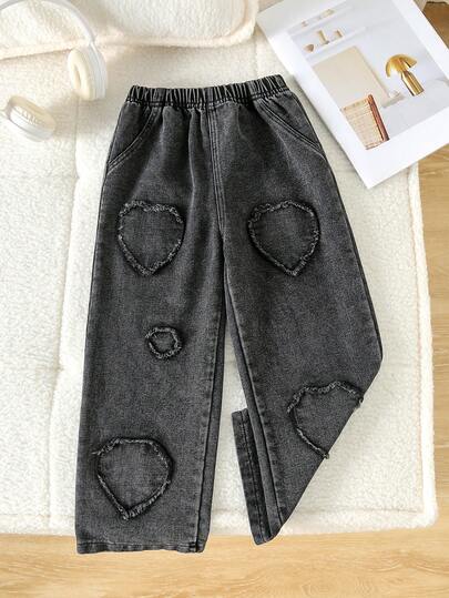 Girls' Heart Casual Denim Pants, Summer