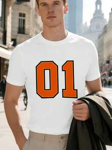 T-shirt graphique Orange 01, coton de qua lité supérieure, décontracté, confortable, résistant, imprimé accR OCheur - Blanc - Voir 1
