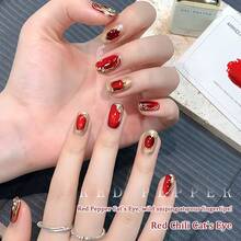XIANZHIHE 1支/3支装 15毫升 红辣椒猫眼凝胶指甲油，2026秋冬季款：亮白鸽红玻璃珠猫眼美甲 - 紅色 - 查看 6