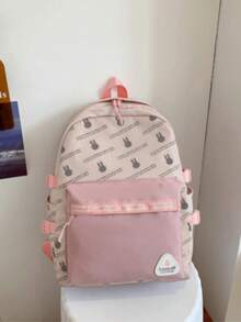 Mochila Escolar de computadora de viaje escolar Linda Mochila para Adolescentes moda informal dibujos de conejos con Compartimento para Laptop - Rosa - Ver 6