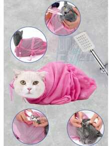 1 Upgraded Cat Bathing Bag, Cat Bathing Tool, Pet Restraint Bag, Bathing Bag, Nail Trimming, Grooming And Medication, Cat Bathing And Cleaning Supplies - Multicolor - View 1