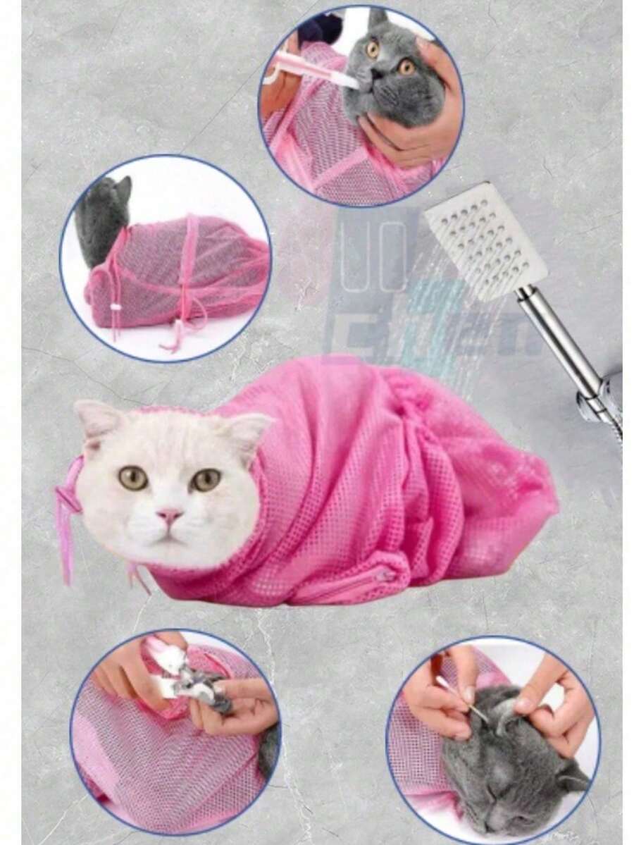 1 Upgraded Cat Bathing Bag, Cat Bathing Tool, Pet Restraint Bag, Bathing Bag, Nail Trimming, Grooming And Medication, Cat Bathing And Cleaning Supplies - Multicolor - View 1