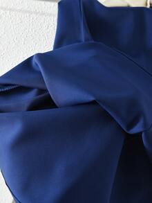 Gaun Tanpa Lengan dengan Kerah Warna Kontras untuk Anak Perempuan, Gaya Manis & Imut, Cocok untuk Dipakai di Musim Panas - Navy Blue - View 8