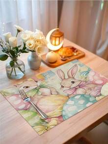 1 pezzo Runner da tavolo con motivo coniglietto di Pasqua, runner da tavolo con motivo uova di Pasqua, decorazione casa di Pasqua, 1 pezzo runner da tavolo, 4 pezzi sottopiatti, 1 pezzo federa, 3 prodotti disponibili, decorazioni per la casa per interni/esterni, forniture per feste, decorazione per la stanza. Adatto per decorazione casa e cucina di Pasqua e decorazione per eventi e feste. - Multicolore - Visualizzare 5