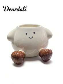 DearDali 1个可爱脚印笑脸陶瓷咖啡杯,卡通设计,适合居家、办公、盛装拿铁、摩卡、热巧克力、咖啡、茶、牛奶,也适合聚会、派对等场合,是有趣的生日/节日礼物。 - 彩色 - 查看 18