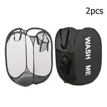 Cesta de lavandería emergente de malla, cesta de lavandería, cesta plegable para ropa sucia, cesta de almacenamiento de gran capacidad L9WY - Negro - Ver 9