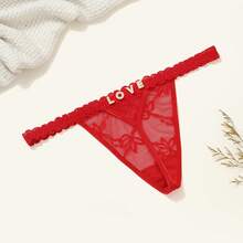 Customized Name Crystal Letter Thong Panties, Sexy Lingerie, Personalized Rhinestone Underwear, Bridal Gift, Women's Intimate Apparel - Red - View 6
