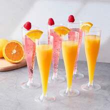 8pcs Reusable Transparent Plastic Champagne Flutes, 4.5oz Plastic Cocktail Party Cups Suitable For Parties, Weddings And Large Celebrations - Transparent - View 9