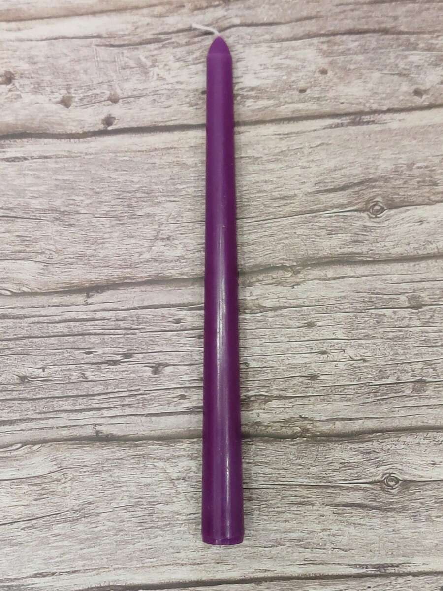 4支10英寸波尔多红柱形蜡烛/烛台，紫色锥形蜡烛，尖头蜡烛，多巴胺色彩，无烟浪漫无味晚餐蜡烛，条纹长蜡烛，长烛台，家居装饰，适用于餐厅、酒店、客厅、卧室、教堂照明、生日庆祝装饰、派对布置、浪漫求婚、斋月、开斋节、情人节、音乐节、新年等场合。 - 紫色 - 查看 1