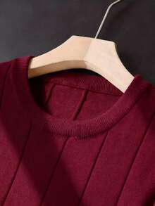 Áo len nam ngắn tay cổ tròn, chất liệu dệt kim nhẹ, có gân, dành cho mùa hè của GRDR. - Màu đỏ tím - Xem 3