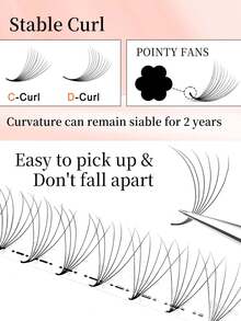 FOXYMEI 12 Rows Premade Volume Fans Eyelashes Extension 3D 6D 10D 12D 14D 16D Pointy Base False Lashes 0.07mm Faux Mink Lashes Wispy Volume Effect Individal,Hand Woven Lash Cluster - Black - View 5