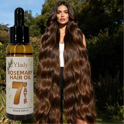  Ylady 7天迷迭香护发油，快速吸收，令秀发亮泽柔顺，质地轻盈不油腻，修护干枯毛躁发质，滴管设计，60毫升/2.03液盎司