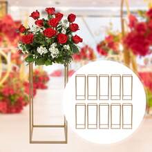 Supporto rettangolare per fiori per matrimoni, set da 10 pezzi composto da tubi triangolari in plastica, porta bouquet lungo 60 cm, tubo quadrato da 10 mm, supporto per fiori per decorazioni da tavola, vasi dorati per fiori per celebrazioni nuziali, supporto per feste - A - Visualizzare 3