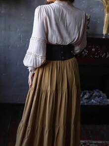 1pc Women's Renaissance Accessory Black Punk Style Drawstring Adjustable Corset Belt, Suitable For Halloween Night Or Daily Wear - Black - View 6