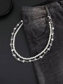 1件复古几何仿珍珠骰子多层吊坠项链，哥特朋克风、休闲简约风、街头风、摇滚嘻哈风、派对风、日常佩戴风，男女皆宜的项链礼物 - 褲鏈 - 查看 6