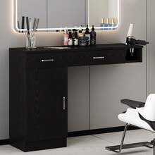 Barber Salon Station Wall Mount Hair Styling Salon Equipment Set Beauty Spa Furniture Set, Salon Stations For Hair Stylist, Mirror Not Included, White/ Black/ Pink - Black - View 6