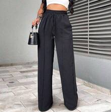 Duna Wide Leg Women's Pantaloons With Elastic Waist And Pocket - 黑色 - 查看 1
