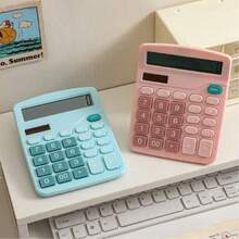 12-Digit Commercial Calculator With Large Screen (Dual Power Solar Or Battery) - Pink - View 2