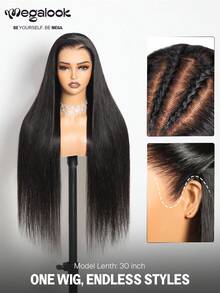 MEGALOOK Peluca de cabello humano con apariencia natural y larga recta - SNatural - Ver 6