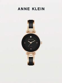 Anne Klein Damarmbandsur Snygga minimalistiska analoga rostfria kvartsur vattentäta klockor för kvinnor - Svart och roséguld - Visa 9