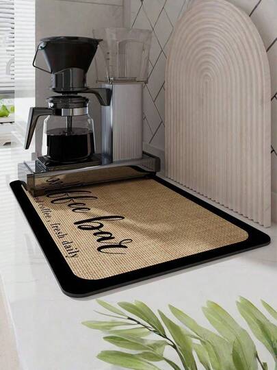DK177 Tapete para café - Tapete para secar café en la encimera de la cocina, antimanchas, gran absorción de agua, con reverso de goma impermeable, apto para escurridor de platos y accesorios de barra (barra de café, 30 x 40 cm)