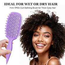 Curl Defining Brush For Thick Coily Hair, Firm-Bristle TPEE Detangling Brush For Coarse 4A\U20134C Curls, Dual-Sided Wide &Amp; Narrow Tooth Brush For Wet &Amp; Dry Curl Shaping\U2013 Women &Amp; Men (2054-Pale Lilac) - ColorB - View 3