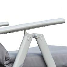 Sun Lounger, Beach Chair, Garden Lounger, Foldable, Adjustable With Cushion, Metal And Fabric Frame, Grey, 137 X 63.5 X 100.5 Cm - Grey - View 8
