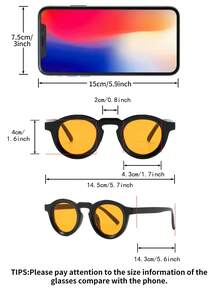 1 Pair Men's Retro Small Round Frame Personalized Travel Vacation Fashion Fashion Glasses - Glossy Black - View 4