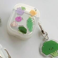 Cute Vegetable Cartoon Design Protective Case Compatible With Apple Bluetooth Earphones, Anti-Scratch And Anti-Drop Cover - Clear - View 11