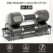 5-Piece Stainless Steel Shower Rack, Adhesive Wall Mounted Non Drilling Bathroom Storage Box, Large Capacity Metal Rack, Suitable For Shower And Kitchen Storage, Home Decoration - negro - Ver 3