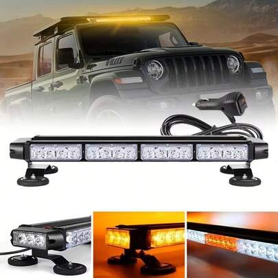 Amber White 20" Tow Truck Vehicle Car Led Strobe Warning Light Bar Orange Beacon Flashing Lamp 26 Modes