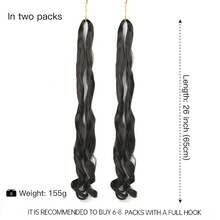 2件装 26英寸蓬松波浪形弹力钩编假发接发，预拉伸 150克/包 Yaki 卷曲编织假发，女士适用（2件/包） - 彩色 - 查看 15