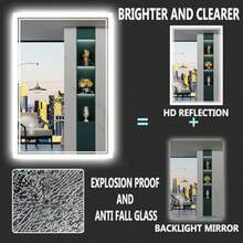 jjuyEspeo para Baño - 90 x 70 Cuadrado Espeo LED de Baño con Baño Antivao Iluminado en 3 Cos Funcion de Memoria d Templado Dormito para Sala Entradaespejo para baño - Blanco - Ver 3