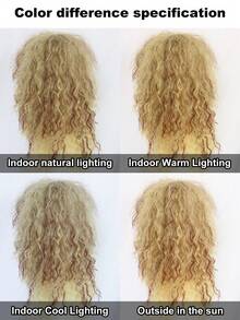 Blonde & Auburn Ombre Curly Wair Fluffy Layered Synthetic Wig Perfect For Daily Errands & Dates - Khaki - View 7