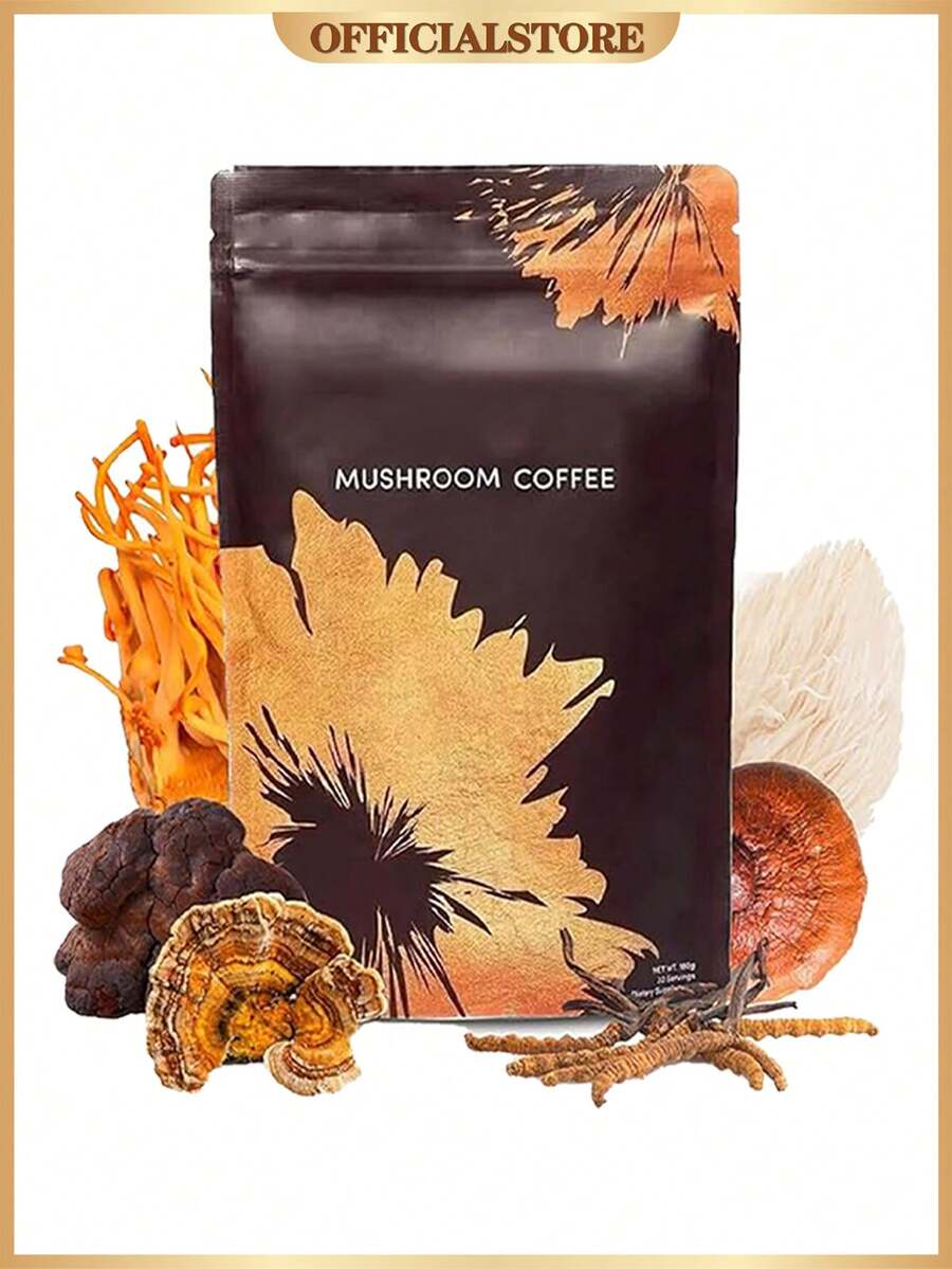Mushroom Coffee USDA Organic With 6 Adaptogenic Mushrooms And MCT Oil, USA Grown Instant Coffee For Better Energy, Focus, Digestion, Immunity With Turkey Tail, Shiitake, Lion's Mane, 30 Servings - 1 cái - Xem 1