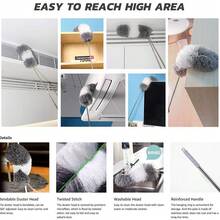 1 Set Extendable Stainless Steel Rod Microfiber Duster (83-245cm), Reusable And Washable, Suitable For Cleaning Ceiling Fans, High Ceilings, Blinds, Furniture And Cars - Scalable - View 3