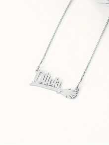 1pc Personalized Magic Broom Name Necklace, Creative Broom Necklace, Witch Necklace, Funny Name Necklace, Unisex Necklace, Fashion Jewelry, Couple Necklace, Suitable For Daily Wear And Gift Giving, Applicable For Birthday, Anniversary, Ramadan, Valentine's Day, Mother's Day, Back To School Season And More - Multicolor - View 10