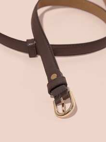 金属扣腰带，带打孔工具，适合夏季、上学、秋季，可作礼物 - 棕色 - 查看 4