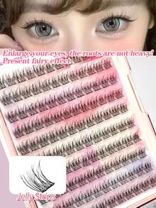 Lvcheryl 100-120pcs/Box 10 Rows Self-Adhesive False Eyelashes, Reusable, No Glue Needed, Waterproof, Natural Look, Suitable For Beginners, Eyelash Clusters, Eyelash Clusters, Individual False Eyelashes, Eyelashes, False Eyelashes - C - View 1
