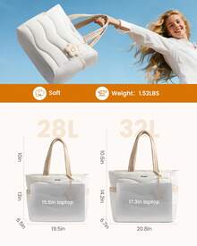 LOVEVOOK Tote Bag For Women,Puffer Work Bag,Quilted Teacher Nurse Tote Bag With Zipper For Travel Gifts For Women - 米色 - 查看 4