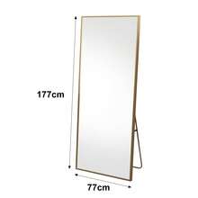 Caluself Standing Mirror, Full-Length Mirror, Rectangular, For Bedroom, Living Room Or Dressing Room (Black, Gold) - 金色1件 - 查看 6