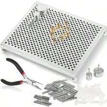 KLONKEE Kit de Jig de Alambre de Aluminio con 30 Clavijas Metálicas para Hacer Joyas, Diseño Básico de Torsión, Elementos con Cuentas, Herramienta DIY para Manualidades de Navidad, Halloween, Acción de Gracias, Incluye Alicates Puntiagudos para Joyería y Kit de Enrollado - No se Necesita Fuente de Alimentación - Multicolor - Ver 8