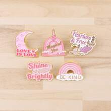 Bộ 20 chiếc huy hiệu cài áo màu hồng in chữ "Shine Brightly" dành cho bé gái, ghim cài áo tráng men, phụ kiện trang sức dễ thương cho nữ, quà tặng. - Vàng - Xem 7