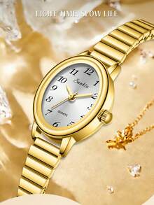 LIGE Fashion Ladies Casual Watch Waterproof Pointer Quartz Watch Elegant Business Watch - Gold - View 2