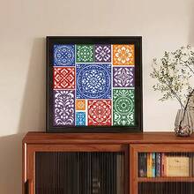 Floral & Geometric Cross Stitch Kit, Printed Cross Stitch Patch, Warm Home Window Flower Pattern, Handmade Embroidery DIY Supplies Include Needles, Threads, Instructions, Living Room Bedroom Decor, 11CT Middle Grid 3-Strand Embroidery - 11CT Medium Grid Three-strand Embroidery - View 7