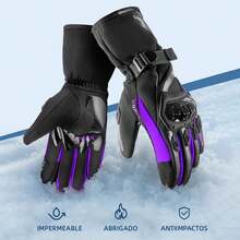 Guantes de Motocicleta para Invierno, con Pantalla táctil, Impermeable, Resistente al Viento, Térmicos para Nieve, Ciclismo, Correr, Motocicleta, Conducir - Hombre y Mujer - violeta-1 - Ver 10